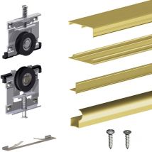 Slid'up By Mantion - Kit slid'up 210 aluminium anodisé or pour 3 portes de placard coulissantes 16 mm - rail 2,7 m - 70 kg