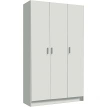 Fores Habitat S.l.u. - Gran armario multiusos Beaumont, Armario auxiliar con 3 puertas, Zapatero con baldas, Mueble escobero, 109x37h180 cm, Blanco