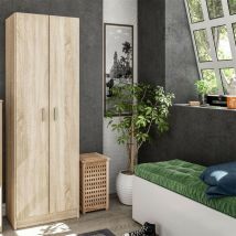 Habitdesign - Meuble à chaussures 180 cm chêne clair 2 portes Chêne clair