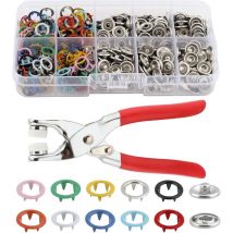 Roleader - Kit Attaches Pression à œillets avec Pinces,Boutons Pression Metal Avec Pinces,Bouton Pression,Boutons Métalliques Creux Et Solides Avec