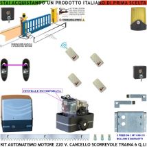 Kit automatismo cancello scorrevole da 5 mt motore 220 v con centrale traina 6 q.li 4 radiocomandi faro antenna 2 selettori fotocellule