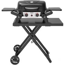 Kit Barbecue à Gaz Portable de Table Kekai Erie de 5 kW + Chariot Pliable Kekai Travel Erie 96,8x58x101 cm Couleur Noir