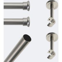 Kit barre à rideaux 1M50 Tendance 20mm Mur Chapeau Nickel Mat Boulet