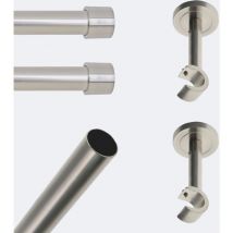 Kit barre à rideaux 2M00 Tendance 20mm Mur Capuchon Nickel Mat Boulet