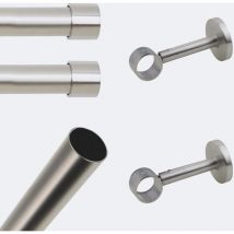 Kit barre à rideaux 2m00 Tendance 28mm Mur Pommeau Nickel Mat Boulet