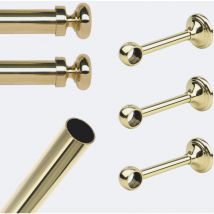 Kit barre à rideaux 2m50 Laiton Poli Verni 20mm Mur Regency Boulet