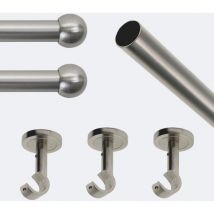 Kit barre à rideaux 2M50 Tendance 20mm Plafond Boule Nickel Mat Boulet