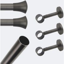 Boulet - Kit barre à rideaux 2m50 Tendance 28mm Mur Pommeau Carbone