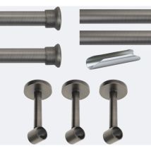 Kit De Tringle À Rideaux Carbone 300cm Diam.20mm Embout Chapeau - Fixation Mur - Boulet