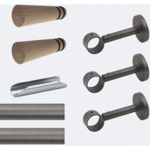 Boulet - Kit barre à rideaux 3m00 Tendance 28mm Mur Carbone Cone Bois