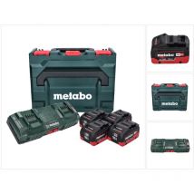 Kit base Metabo - 4x batterie Li-Power 18 V 10,0 Ah CAS agli ioni di litio (685143590) + caricabatterie doppio DUO ASC 145 + metaBOX