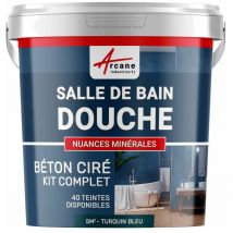 Beton ciré: Kit betonbeschichtung | kunstharz-beton Badezimmer begehbare Dusche - Wasserdichte Beschichtung - Turquin-Blau - 5 m²-Kit (2 Schichten)