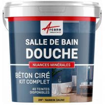 Beton ciré: Kit betonbeschichtung | kunstharz-beton Badezimmer begehbare Dusche - Wasserdichte Beschichtung - Nankin-Gelb - 2 m²-Kit (2 Schichten)