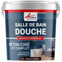 Beton ciré: Kit betonbeschichtung | kunstharz-beton Badezimmer begehbare Dusche - Wasserdichte Beschichtung - Kaffee-Braun - 5 m²-Kit (2 Schichten)