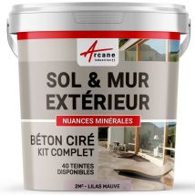 Arcane Industries - Béton ciré extérieur pour sol mur terrasse escalier enduit décoratif minéral en kit - 2 m² (en 2 couches) Lilas Mauve
