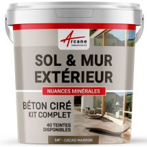 Arcane Industries - Béton ciré extérieur pour sol mur terrasse escalier enduit décoratif minéral en kit - 5 m² (en 2 couches) Cacao Marron