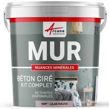 Béton ciré mur couleur enduit décoratif en kit gris blanc beige - 10 m² - Satinée Lilas Mauve Arcane Industries