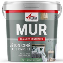 Béton ciré mur couleur enduit décoratif en kit gris blanc beige - 10 m² - Mate Carambole Vert Arcane Industries