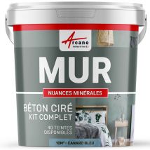 Arcane Industries - Béton ciré mur couleur enduit décoratif en kit gris blanc beige - 10 m² - Mate Canard Gris Bleuté