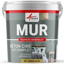 Arcane Industries - Béton ciré mur couleur enduit décoratif en kit gris blanc beige - 2 m² - Mate Nankin Jaune