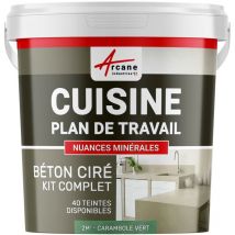Arcane Industries - Béton ciré cuisine, plan de travail, crédence, évier sol et mur revêtement mural décoratif kit complet - 2 m² (en 2 couches)
