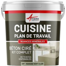 Arcane Industries - Béton ciré cuisine, plan de travail, crédence, évier sol et mur revêtement mural décoratif kit complet - 5 m² (en 2 couches)