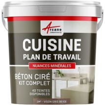 Béton ciré cuisine, plan de travail, crédence, évier sol et mur revêtement mural décoratif kit complet - 5 m² (en 2 couches) Vison Gris Beige
