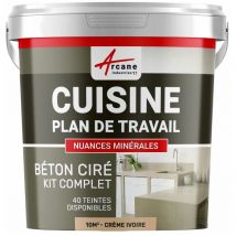 BETON CIRÉ: KIT BETONBESCHICHTUNG | KUNSTHARZBETON FÜR DIE KÜCHE: für die Arbeitsplatte, Spüle, Fußböden und Wände - - Elfenbein-Creme-Weiß - kit 10