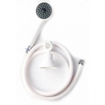 Bagnoclic - Kit per doccia bianco completo, con supporto, flessibile e doccetta