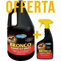 Kit Bronco Farnam Insetticida Per Cavalli Attività Abbattente Rapida 3,8 Lt Tanica Più Flacone 600 Ml