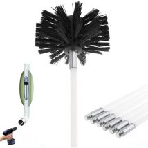 Kit Brosse de Cheminée, Outil Nettoyage pour Cheminées Brosse Kit de Ramonage Ccontient 6 (41cm) Tiges Flexibles et 1 (100mm) Tête de kit de ramonage