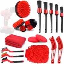 Ersandy - Kit Brosse Nettoyage Voiture,18 Pièces Pinceau Detailing Auto,Kit de Brosse Nettoyage Voiture Interieur Exterieur,Brosse Nettoyage Perceuse