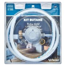 Kit Chauffage D'Appoint Comprenant : 1 Détendeur Butane Type 697 28 Mbar, Raccord Tétine, 1 Tube Souple Butane/propane 6x12 1m Et 2 Colliers De 