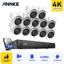 4K Ultra hd PoE Système de sécurité vidéo en réseau 16CH nvr de surveillance 4K avec compression vidéo H.265 + Caméras ip à tourelle câblées hd 4K à