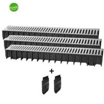 Kit canali per drenaggio acqua in pp con griglia zincata serie sabdrain l= 100 cm h= 12 cm p= 12 cm SAB