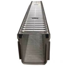 Kit Caniveau d'Évacuation Haute Résistance et Grille Métallique en Acier Galvanisé - 1000x130x175 mm - Adequa