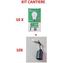 Kit cantiere prova impianto elettrico 10 lampade 10w + 10 portalampade innesto