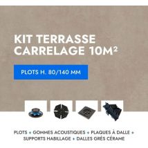 Kit carrelage terrasse 10m² - Aspect ciment 60x60 cm - Modèle Glocal Sugar Mirage - 80/140 mm