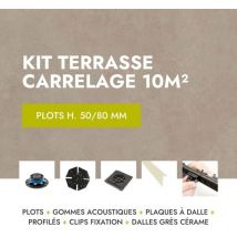Art-garden - Kit carrelage terrasse 10m² - Aspect ciment 60x60 cm - Modèle Glocal Sugar Mirage - 50/80 mm