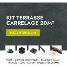 Kit carrelage terrasse 20m² - Aspect Béton Glocal Absolute 60x60 cm - Mirage - 50/80 mm