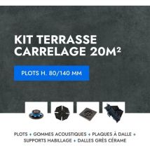 Kit carrelage terrasse 20m² - Aspect Béton Glocal Absolute 60x60 cm - Mirage - 80/140 mm