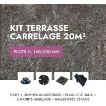 Kit carrelage Terrasse 20m² Pierre Quarziti 60x60 cm - Mirage - 140/230 mm
