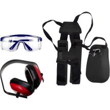 Kit Cintura Per Decespugliatore Con Occhiali Protettivi Da Lavoro e Cuffie Antirumore Set Composto Da Cinghia Doppia Tracolla Regolabile Occhiali Di