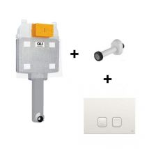 OLI - Kit cisterna empotrable para bono de agua del inodoro con placa blanca y manguito Plus kit 74BI