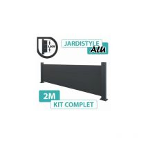 Cloture&jardin - Kit Clôture Aluminium Gris Anthracite 2M - Pleine - Sur Platines - 0,60 mètre