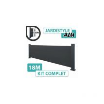 Cloture&jardin - Kit Clôture Aluminium Gris Anthracite 18M - Pleine - Sur Platines - 0,60 mètre