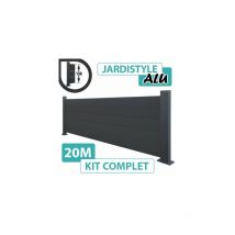 Cloture&jardin - Kit Clôture Aluminium Gris Anthracite 20M - Pleine - Sur Platines - 1 mètre
