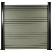 Kit Clôture 8 x 1.6m composite - Kit de fixation offert - Gris