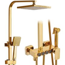 Kit Colonna Doccia Multifunzione, Set Doccia In Ottone Anticato, Colonna Doccia Con Miscelatore, Con Soffioni Grandi, Set Doccia Con Soffione E Bidet,
