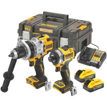 Dewalt - Kit Combo 18V DCK2200H2T (DCD1007 + DCF860), 2x5.0Ah Powerstack, tstak, Taladro Percutor y Llave de Impacto, Potente y Compacto para